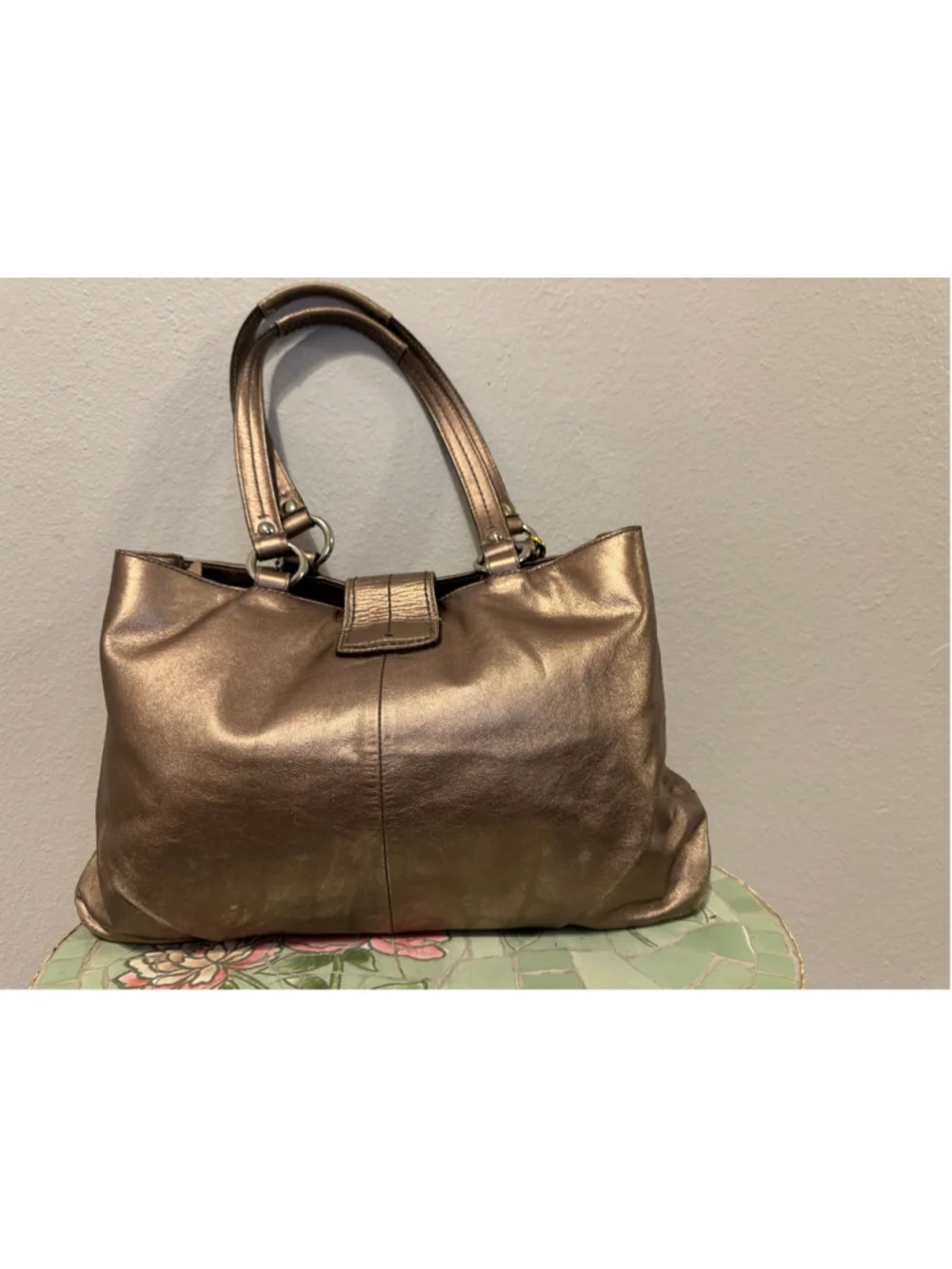 Coach SoHo Metallic Bronze Leather Buckle Tote bag